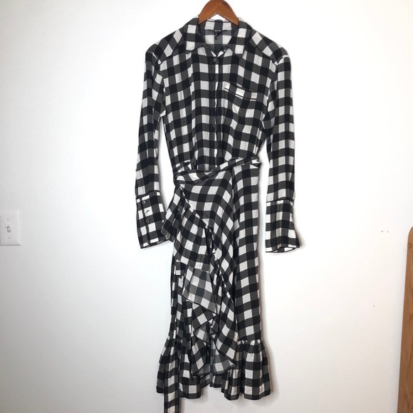 Marissa Webb Gingham Plaid Wrap Dress Xsmall - Picture 5 of 11